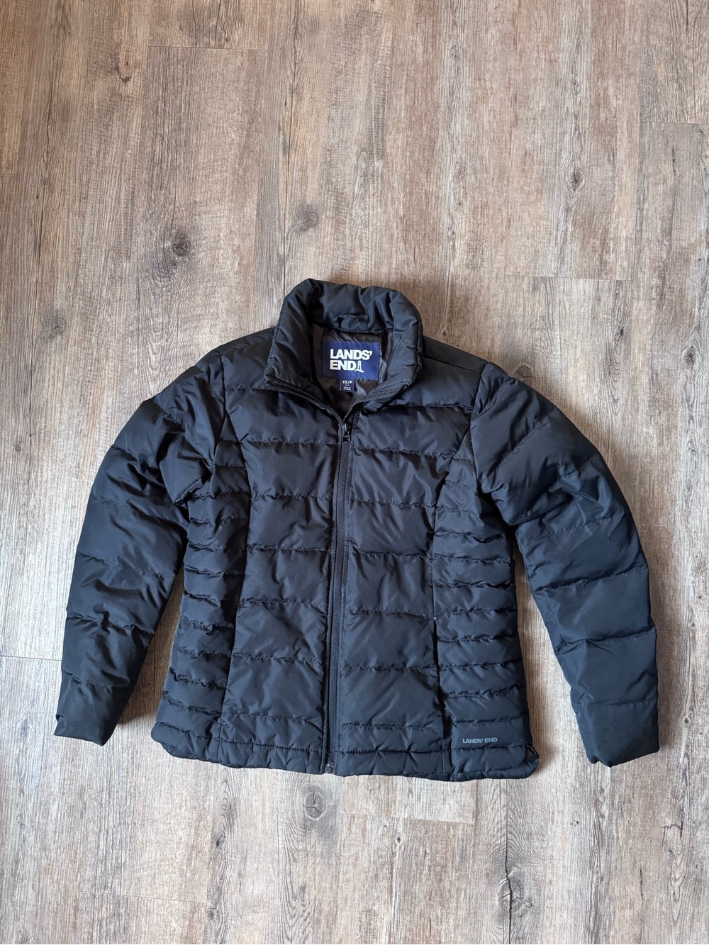 Lands' End women’s xs petite Black Quilted Packable Puffer